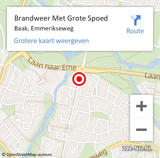 Locatie op kaart van de 112 melding: Brandweer Met Grote Spoed Naar Baak, Emmerikseweg op 13 mei 2015 17:18