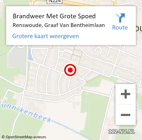 Locatie op kaart van de 112 melding: Brandweer Met Grote Spoed Naar Renswoude, Graaf Van Bentheimlaan op 13 mei 2015 17:53