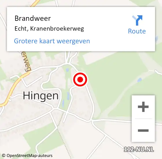 Locatie op kaart van de 112 melding: Brandweer Echt, Kranenbroekerweg op 13 mei 2015 18:11
