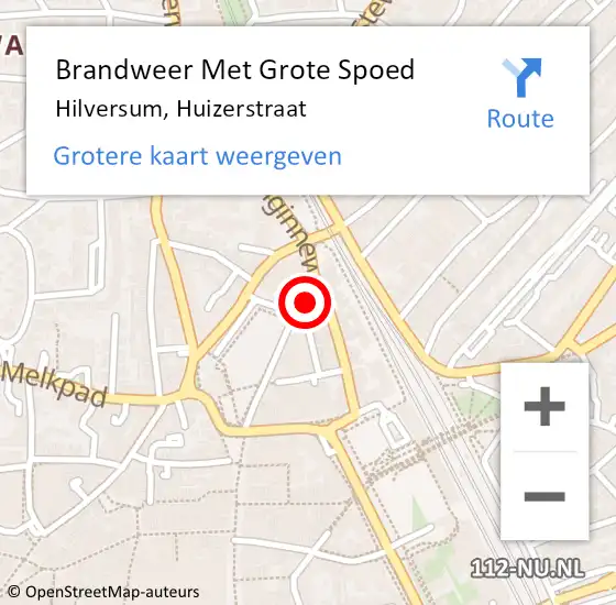 Locatie op kaart van de 112 melding: Brandweer Met Grote Spoed Naar Hilversum, Huizerstraat op 13 mei 2015 18:37