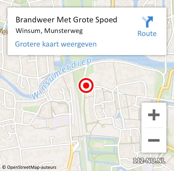 Locatie op kaart van de 112 melding: Brandweer Met Grote Spoed Naar Winsum, Munsterweg op 13 mei 2015 18:52