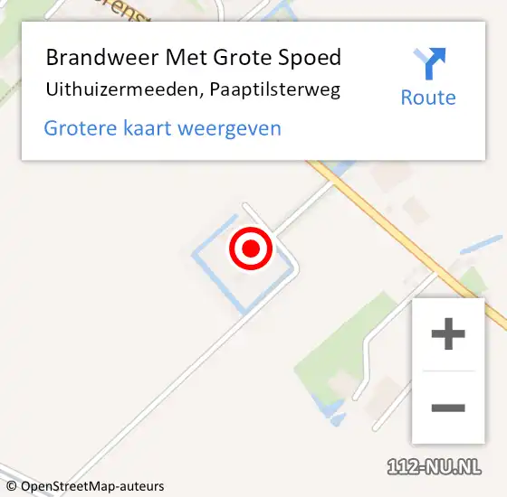 Locatie op kaart van de 112 melding: Brandweer Met Grote Spoed Naar Uithuizermeeden, Paaptilsterweg op 13 mei 2015 18:59