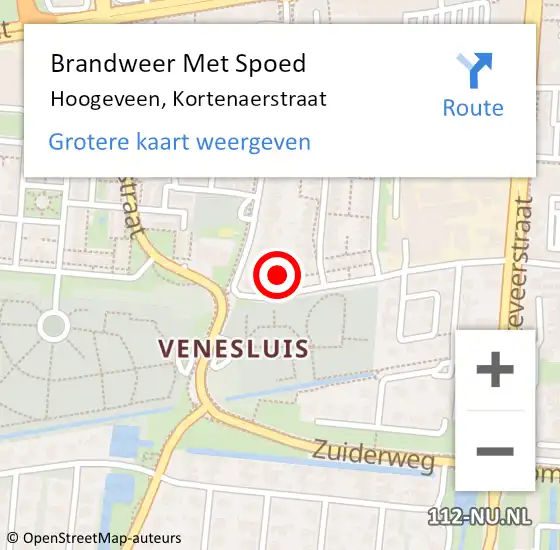 Locatie op kaart van de 112 melding: Brandweer Met Spoed Naar Hoogeveen, Kortenaerstraat op 13 mei 2015 19:19