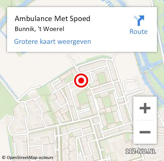 Locatie op kaart van de 112 melding: Ambulance Met Spoed Naar Bunnik, 't Woerel op 13 mei 2015 19:56