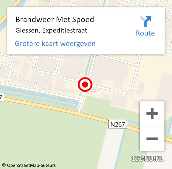 Locatie op kaart van de 112 melding: Brandweer Met Spoed Naar Giessen, Expeditiestraat op 13 mei 2015 20:00