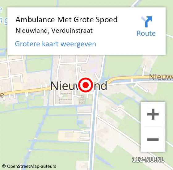 Locatie op kaart van de 112 melding: Ambulance Met Grote Spoed Naar Nieuwland, Verduinstraat op 13 mei 2015 20:55