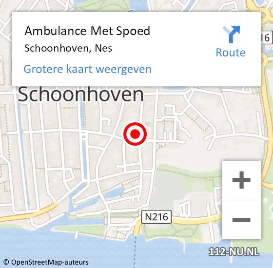 Locatie op kaart van de 112 melding: Ambulance Met Spoed Naar Schoonhoven, Nes op 13 mei 2015 21:17