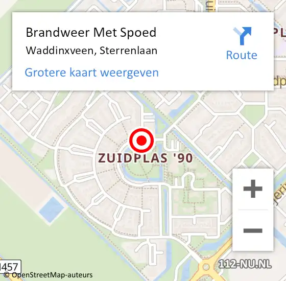 Locatie op kaart van de 112 melding: Brandweer Met Spoed Naar Waddinxveen, Sterrenlaan op 13 mei 2015 21:49