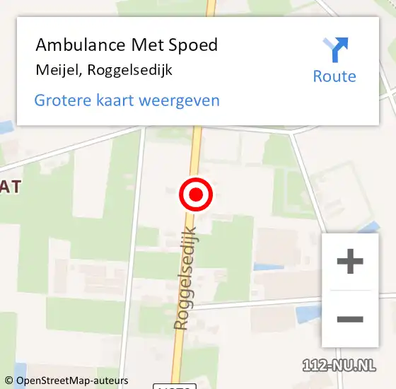 Locatie op kaart van de 112 melding: Ambulance Met Spoed Naar Meijel, Roggelsedijk op 13 mei 2015 21:52