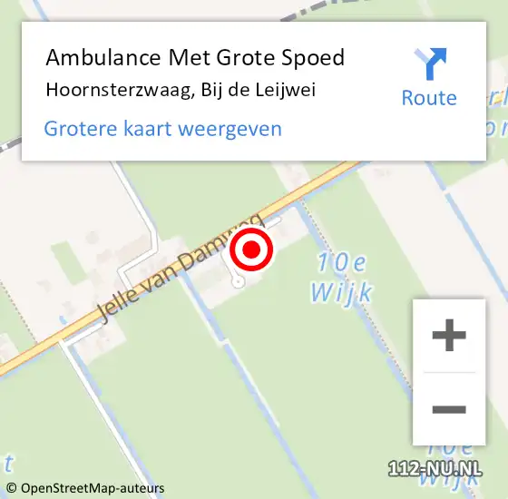 Locatie op kaart van de 112 melding: Ambulance Met Grote Spoed Naar Hoornsterzwaag, Bij de Leijwei op 13 mei 2015 22:29