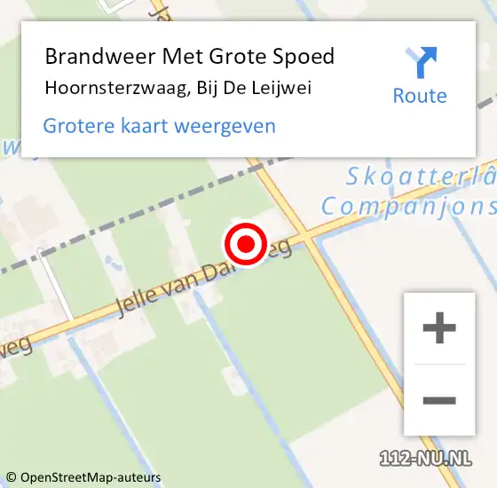 Locatie op kaart van de 112 melding: Brandweer Met Grote Spoed Naar Hoornsterzwaag, Bij De Leijwei op 13 mei 2015 22:45