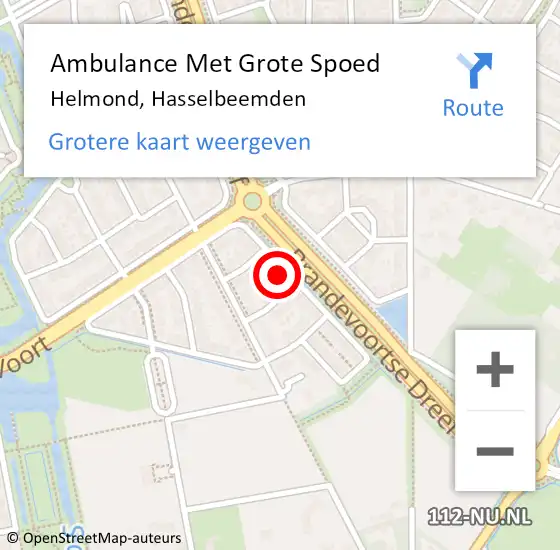 Locatie op kaart van de 112 melding: Ambulance Met Grote Spoed Naar Helmond, Hasselbeemden op 13 mei 2015 23:58