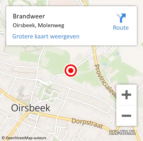 Locatie op kaart van de 112 melding: Brandweer Oirsbeek, Molenweg op 7 november 2013 17:05