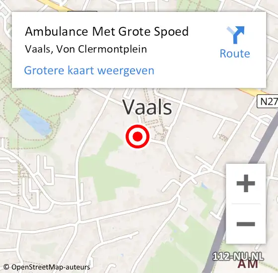 Locatie op kaart van de 112 melding: Ambulance Met Grote Spoed Naar Vaals, Von Clermontplein op 7 november 2013 17:07