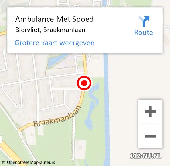 Locatie op kaart van de 112 melding: Ambulance Met Spoed Naar Biervliet, Braakmanlaan op 14 mei 2015 01:13