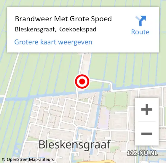 Locatie op kaart van de 112 melding: Brandweer Met Grote Spoed Naar Bleskensgraaf, Koekoekspad op 7 november 2013 17:08