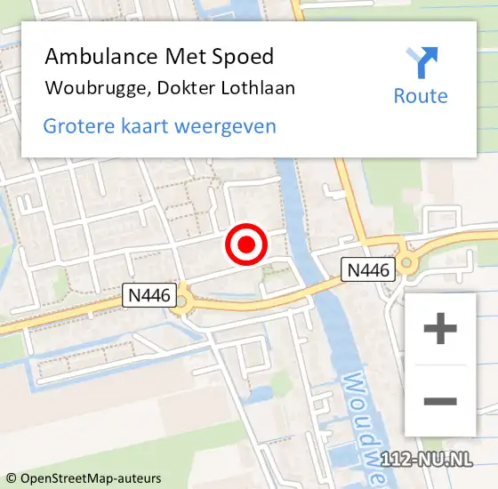 Locatie op kaart van de 112 melding: Ambulance Met Spoed Naar Woubrugge, Dokter Lothlaan op 14 mei 2015 05:25