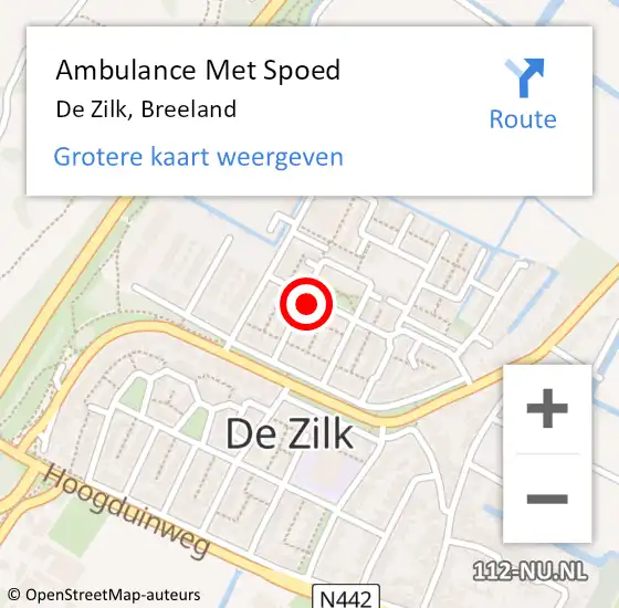 Locatie op kaart van de 112 melding: Ambulance Met Spoed Naar De Zilk, Breeland op 14 mei 2015 05:28