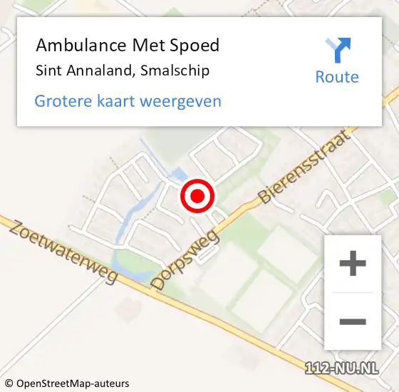 Locatie op kaart van de 112 melding: Ambulance Met Spoed Naar Sint-Annaland, Smalschip op 14 mei 2015 06:15