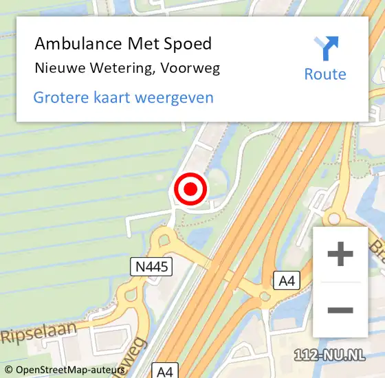 Locatie op kaart van de 112 melding: Ambulance Met Spoed Naar Nieuwe Wetering, Voorweg op 14 mei 2015 08:42