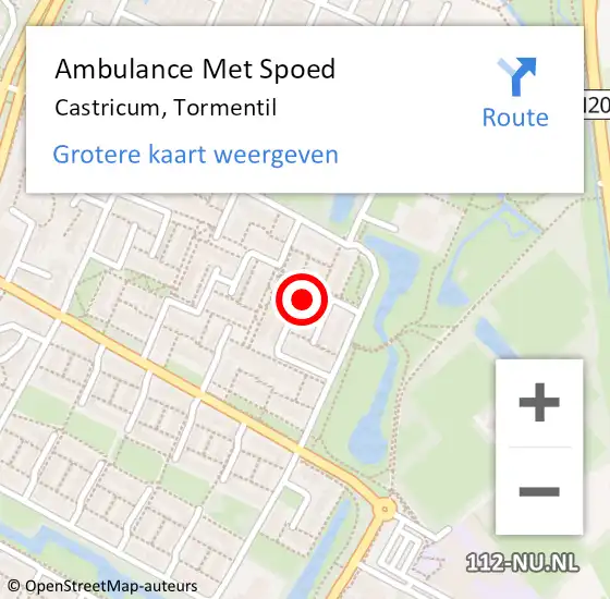 Locatie op kaart van de 112 melding: Ambulance Met Spoed Naar Castricum, Tormentil op 14 mei 2015 08:46