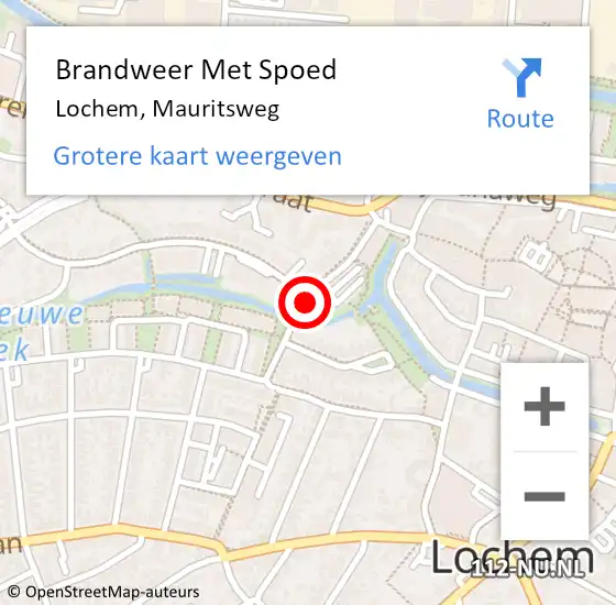 Locatie op kaart van de 112 melding: Brandweer Met Spoed Naar Lochem, Mauritsweg op 14 mei 2015 09:35