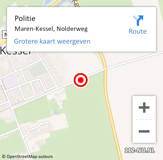 Locatie op kaart van de 112 melding: Politie Maren-Kessel, Nolderweg op 14 mei 2015 09:53