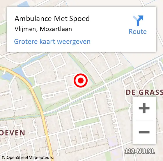 Locatie op kaart van de 112 melding: Ambulance Met Spoed Naar Vlijmen, Mozartlaan op 14 mei 2015 10:09