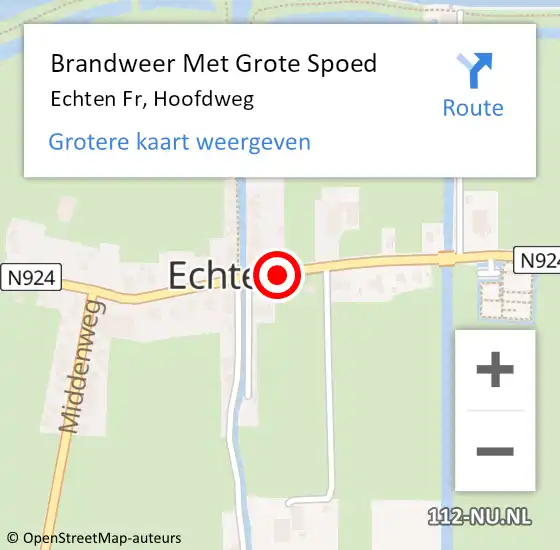 Locatie op kaart van de 112 melding: Brandweer Met Grote Spoed Naar Echten Fr, Hoofdweg op 14 mei 2015 10:31