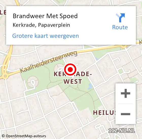 Locatie op kaart van de 112 melding: Brandweer Met Spoed Naar Kerkrade, Papaverplein op 14 mei 2015 10:47