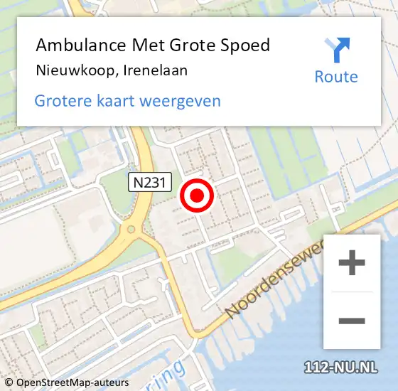 Locatie op kaart van de 112 melding: Ambulance Met Grote Spoed Naar Nieuwkoop, Irenelaan op 7 november 2013 17:34