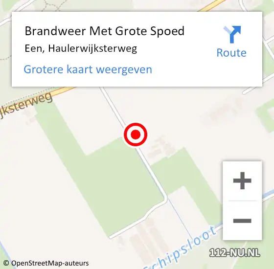 Locatie op kaart van de 112 melding: Brandweer Met Grote Spoed Naar Een, Haulerwijksterweg op 14 mei 2015 11:21