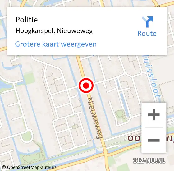 Locatie op kaart van de 112 melding: Politie Hoogkarspel, Nieuweweg op 14 mei 2015 14:03