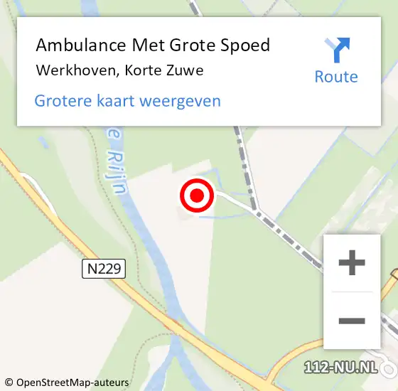 Locatie op kaart van de 112 melding: Ambulance Met Grote Spoed Naar Werkhoven, Korte Zuwe op 14 mei 2015 14:33