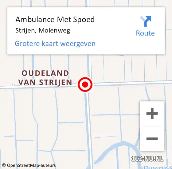 Locatie op kaart van de 112 melding: Ambulance Met Spoed Naar Strijen, Molenweg op 14 mei 2015 14:45