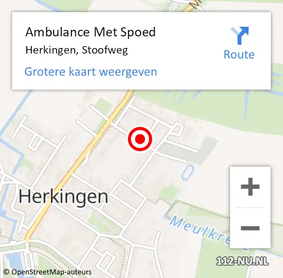 Locatie op kaart van de 112 melding: Ambulance Met Spoed Naar Herkingen, Stoofweg op 14 mei 2015 14:45