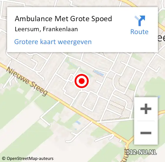 Locatie op kaart van de 112 melding: Ambulance Met Grote Spoed Naar Leersum, Frankenlaan op 14 mei 2015 14:58