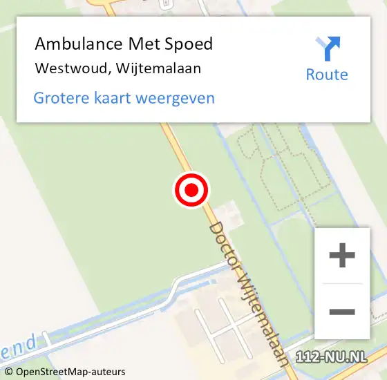 Locatie op kaart van de 112 melding: Ambulance Met Spoed Naar Westwoud, Dr. Wijtemalaan op 14 mei 2015 15:43