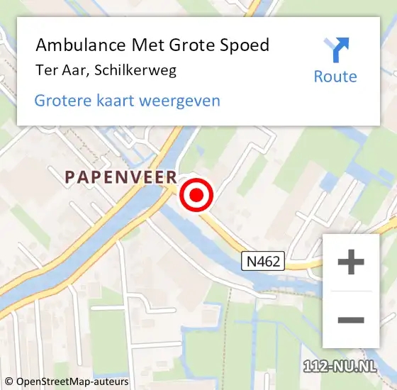 Locatie op kaart van de 112 melding: Ambulance Met Grote Spoed Naar Ter Aar, Schilkerweg op 14 mei 2015 16:05