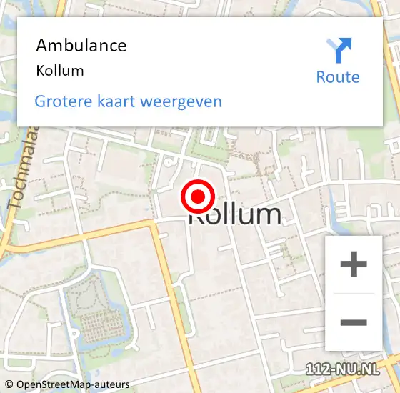 Locatie op kaart van de 112 melding: Ambulance Kollum op 14 mei 2015 16:45