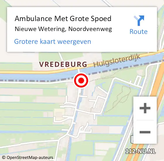 Locatie op kaart van de 112 melding: Ambulance Met Grote Spoed Naar Nieuwe Wetering, Noordveenweg op 14 mei 2015 16:59