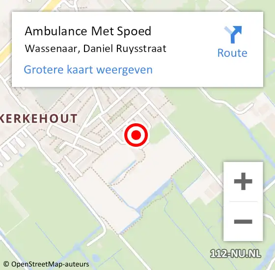 Locatie op kaart van de 112 melding: Ambulance Met Spoed Naar Wassenaar, Daniel Ruysstraat op 14 mei 2015 17:19