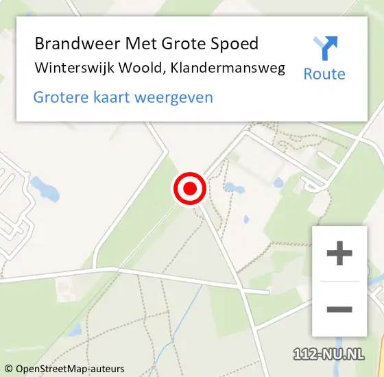 Locatie op kaart van de 112 melding: Brandweer Met Grote Spoed Naar Winterswijk Woold, Klandermansweg op 14 mei 2015 17:21