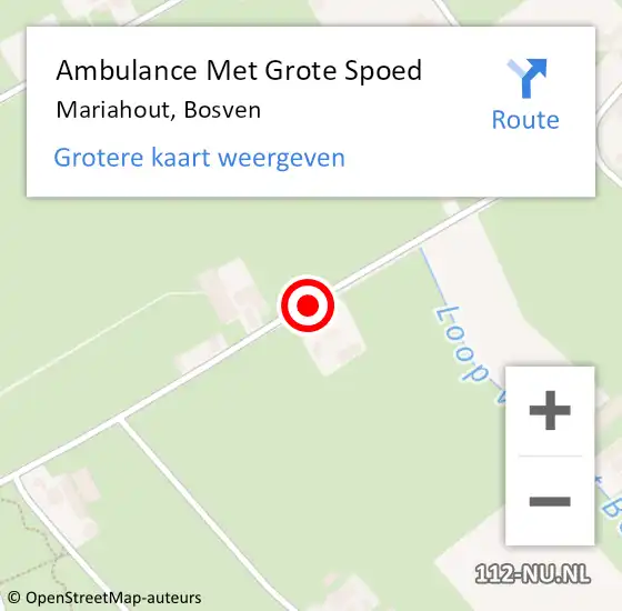 Locatie op kaart van de 112 melding: Ambulance Met Grote Spoed Naar Mariahout, Bosven op 14 mei 2015 17:45