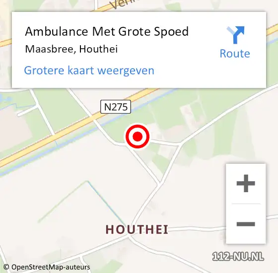 Locatie op kaart van de 112 melding: Ambulance Met Grote Spoed Naar Maasbree, Houthei op 14 mei 2015 18:01