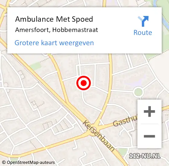 Locatie op kaart van de 112 melding: Ambulance Met Spoed Naar Amersfoort, Hobbemastraat op 14 mei 2015 18:20