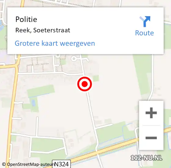 Locatie op kaart van de 112 melding: Politie Reek, Soeterstraat op 7 november 2013 18:14