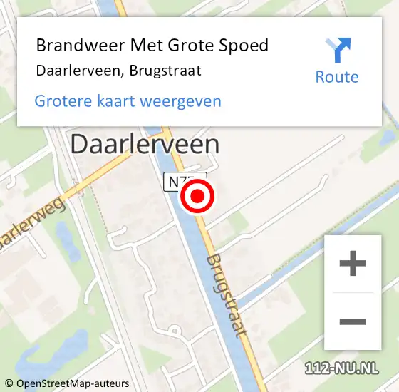 Locatie op kaart van de 112 melding: Brandweer Met Grote Spoed Naar Daarlerveen, Brugstraat op 7 november 2013 18:20