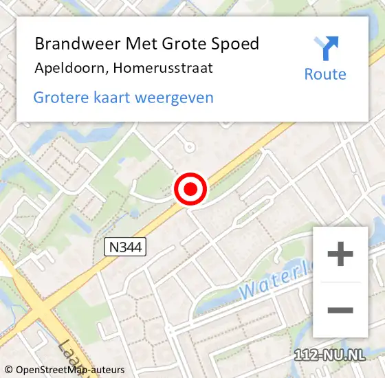 Locatie op kaart van de 112 melding: Brandweer Met Grote Spoed Naar Apeldoorn, Homerusstraat op 14 mei 2015 20:26