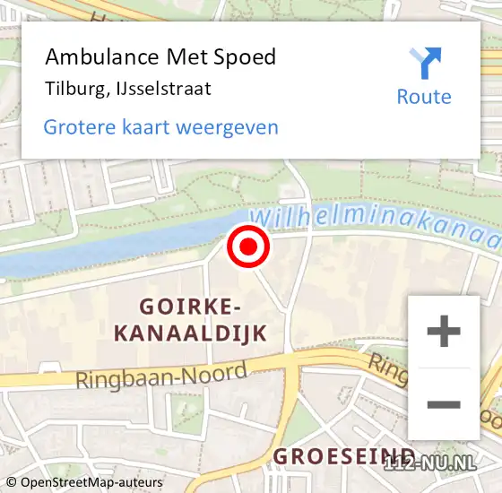 Locatie op kaart van de 112 melding: Ambulance Met Spoed Naar Tilburg, IJsselstraat op 14 mei 2015 20:37